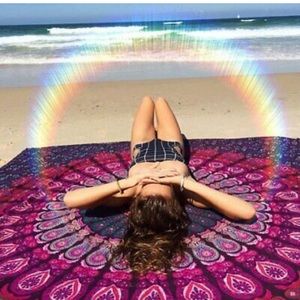 Pink Peacock Feather Tapestry